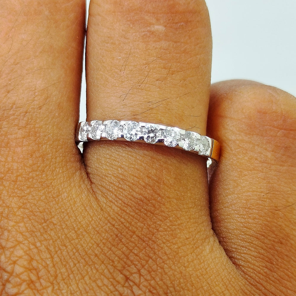 Bague Demi Tour en Or jaune et blanc 18K - Taille 54
