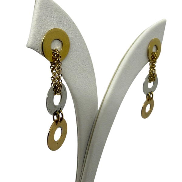 Boucles d'oreilles Pendantes en Or Jaune et Or Blanc