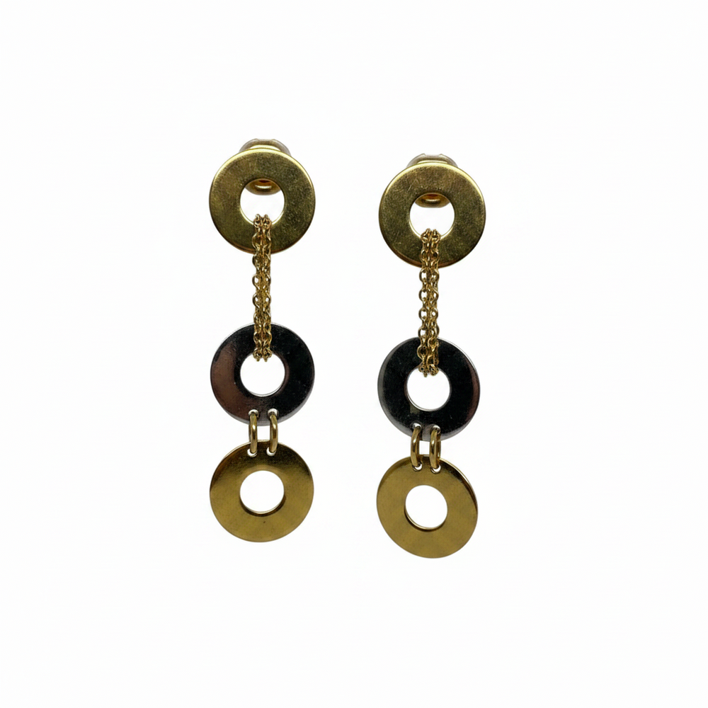 Boucles d'oreilles Pendantes en Or Jaune et Or Blanc