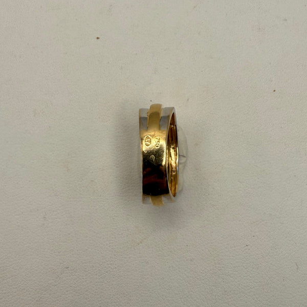 Bague en Or Jaune, Or Blanc 18K avec Diamants et Rubis 3.89 Grs Taille 54