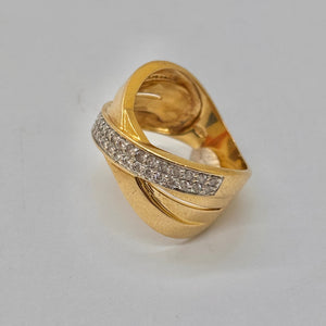 Bague en Or jaune 18K - 38 diamants - Taille 53 - 6.10g