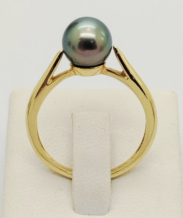 Solitaire en Or 18 carats avec perle de culture