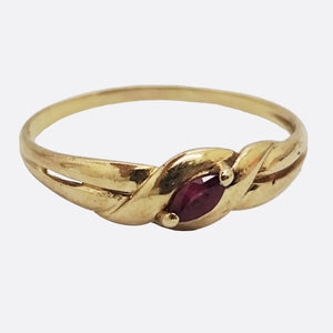 Bague Or Jaune 18K avec Rubis - T 59 - 1.46gr