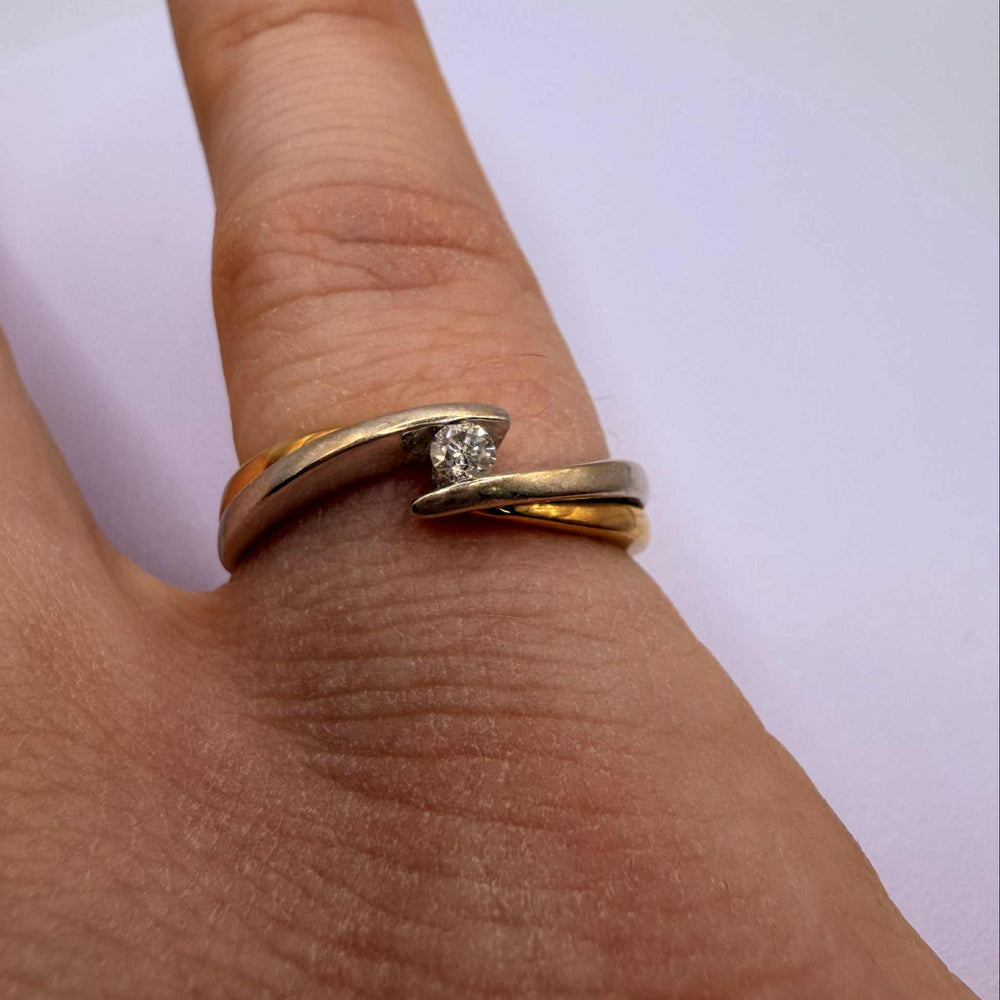 Bagues Alliance Or Jaune et Blanc 18K - Taille 57.5 - 2.92g