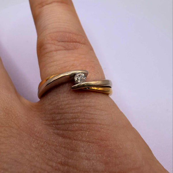 Bagues Alliance Or Jaune et Blanc 18K - Taille 57.5 - 2.92g