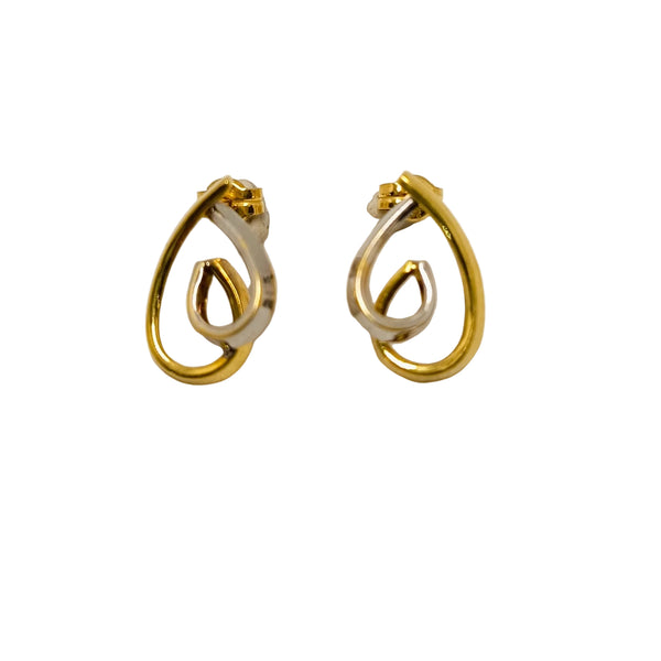 Boucles d'oreilles Or Jaune et Or Gris 18K