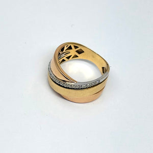 Bague Tank en 3 Ors 18 k avec Diamants