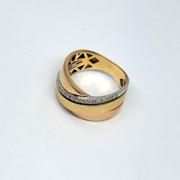 Bague Tank en 3 Ors 18 k avec Diamants