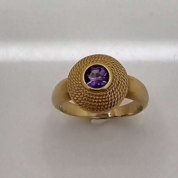 Bague Chevalière Or Jaune 18K - 4.22 G - Taille 53  Améthyst
