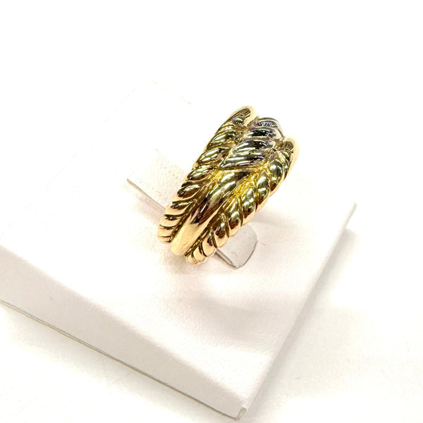 Bague travaillée en or jaune et or blanc 18 carats – Taille 53