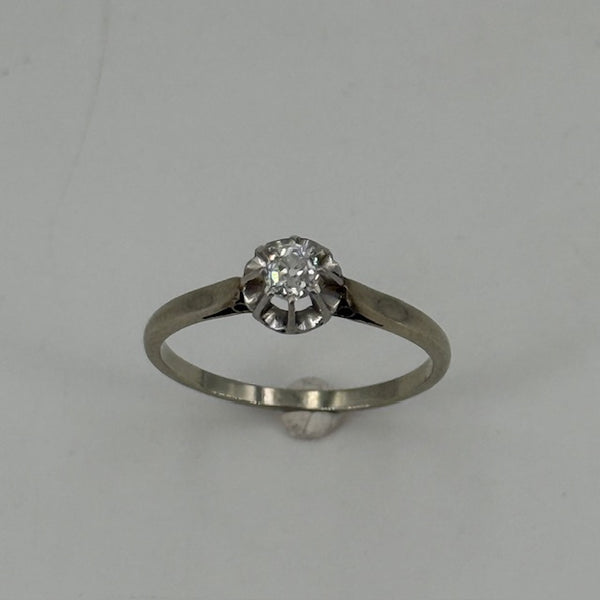 Bague Ancienne en Or Gris 18K avec diamant - T 56