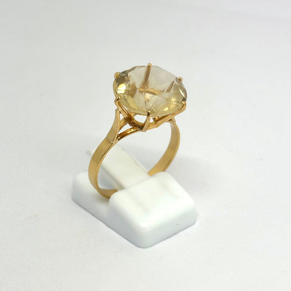 Bague Topaze Or Jaune 18 K - Taille 58 - 3.79 G