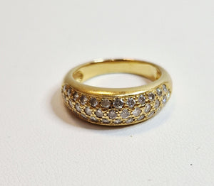 Bague Demi Tour Or Jaune 18K avec Diamants 6.78 Grs - Taille 55
