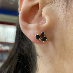 Boucles d'oreilles en Or jaune 18K diamant et saphirs - 1.45G