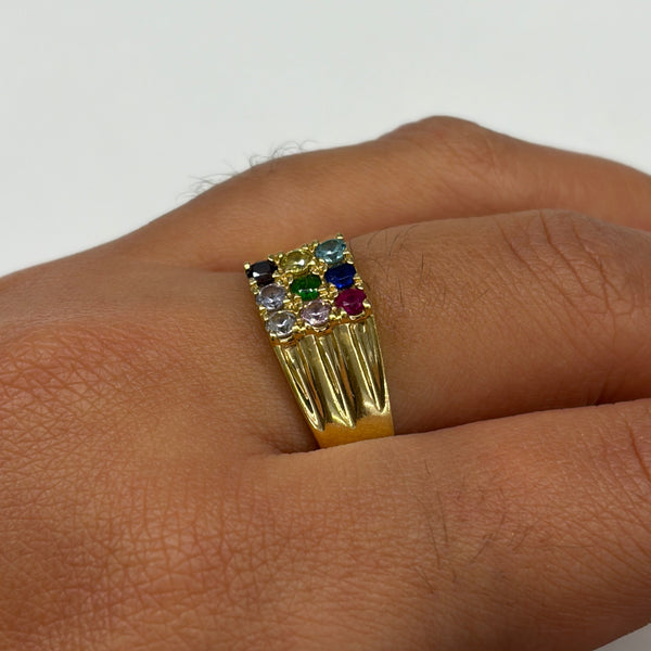 Bague Tank en Or Jaune 18k