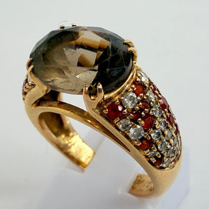 Bague en or jaune avec diamants et rubis  18 K - 6.5 Grs