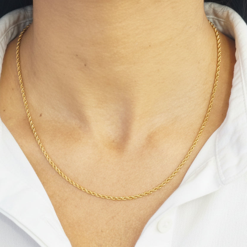 Collier Princesse en Or Jaune 18k Maille Corde