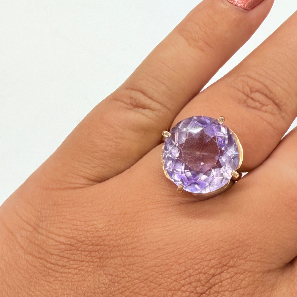 Bague en Or jaune 18k Améthyste T51