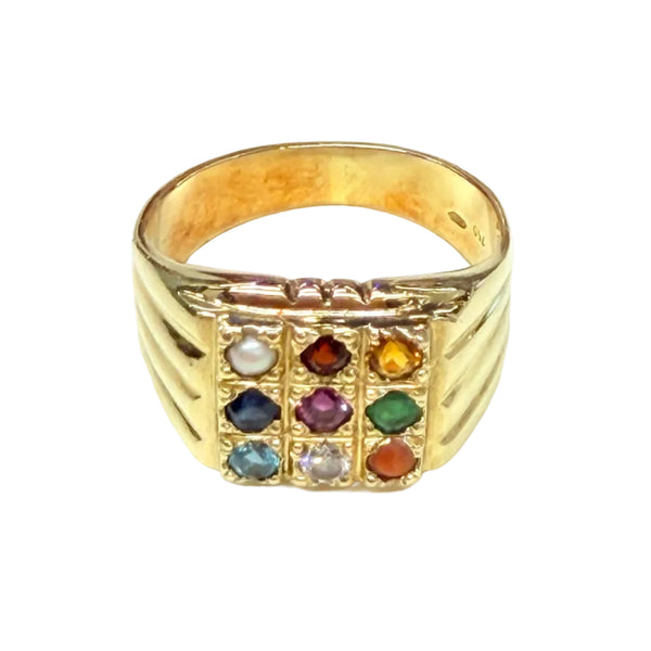 Chevalière en or jaune 18k avec oxydes de Zirconium
