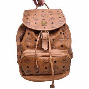 Sac à dos MCM Heritage Drawstring en cuir beige