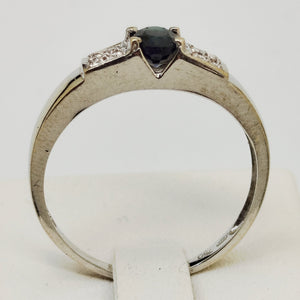 Bague en or blanc avec saphir 18K Taille-57