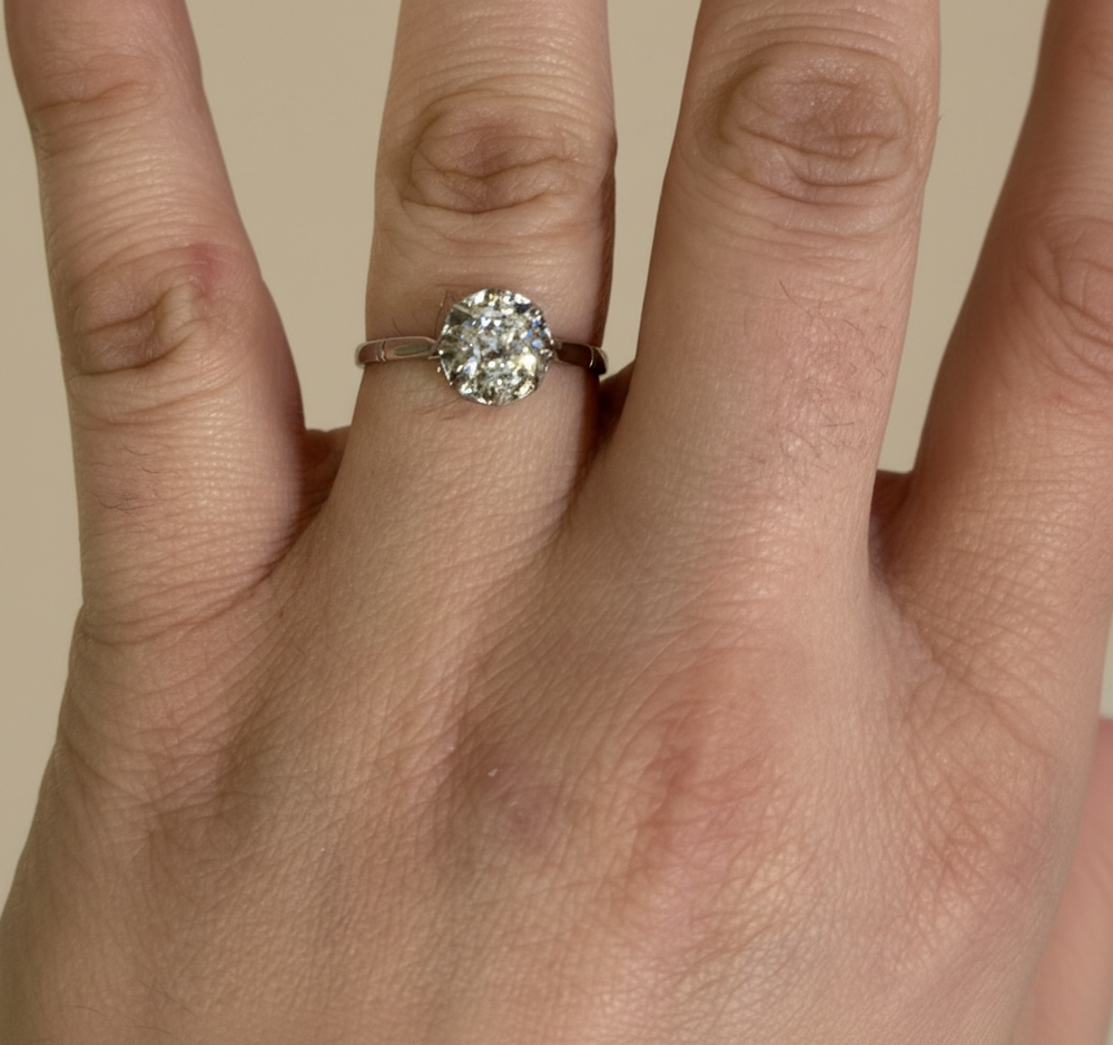 Solitaire Diamant 18k en Or blanc - Taille 53