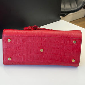 Sac à main Saint Laurent cuir de veau rouge crocodile