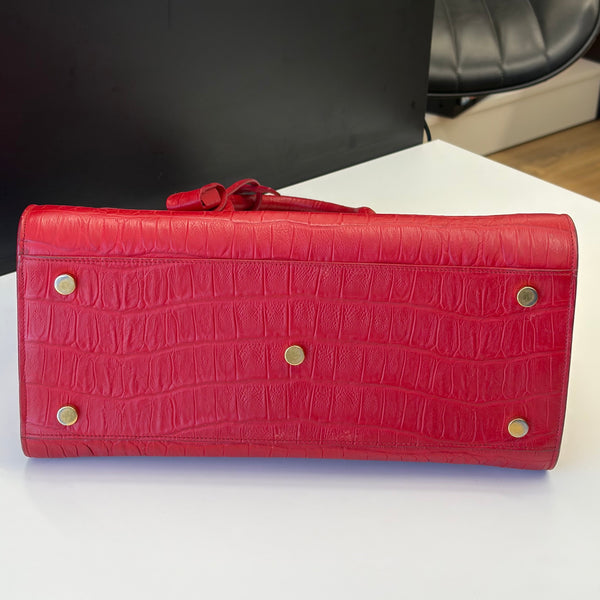 Sac à main Saint Laurent cuir de veau rouge crocodile