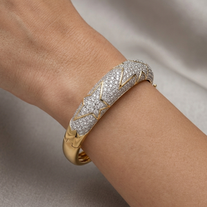 Bracelet Jonc Or Jaune 18 K et Oxyde de Zircon - 29.03 Grs