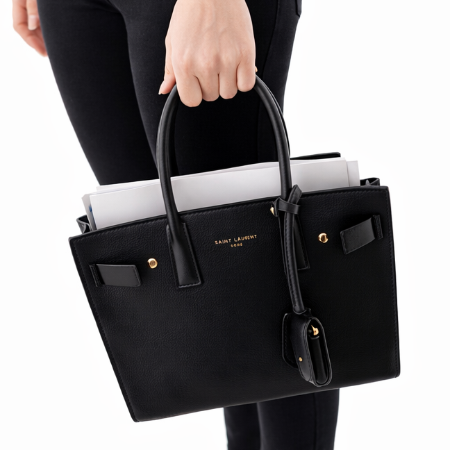 Yves saint Laurent Modèle Jour Sac à Main en Cuir Noir