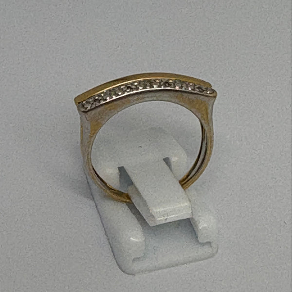 Bague Tank en Or Jaune et Gris 18K et Diamants - Taille 53 - 3.23g