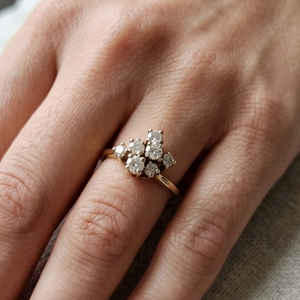 Bague Bouquet en Or Jaune 18K - 2.09 G - T 52 avec Diamants