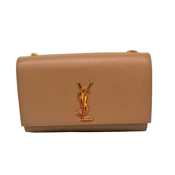 Sac à bandoulière Saint Laurent Kate en cuir beige
