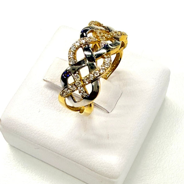 Bague Tressée en Or Jaune 18K - 3.32g - Taille 54