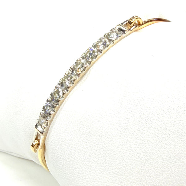 Bracelet jonc en Or jaune et blanc 18k avec diamants