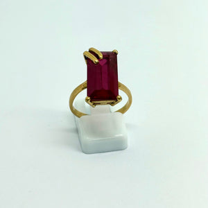 Bague Rubis en Or Jaune 18k - 4.50 G - Taille : 53