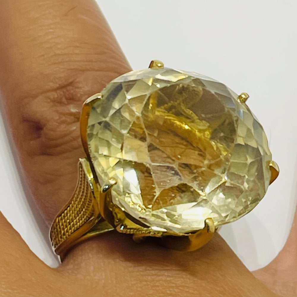 Solitaire en Or jaune 18K citrine - Taille 52 - 10G