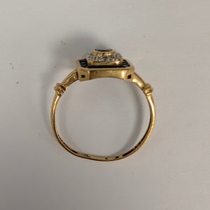 Bagues en Or Jaune avec Diamants et Saphir Taille -53