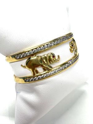 Bracelet Jonc en Or jaune avec éléphant et zirconium