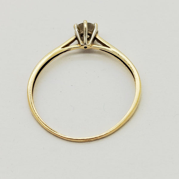 Bague Solitaire Or Jaune 18K avec Zirconium - T57 - 1.04gr