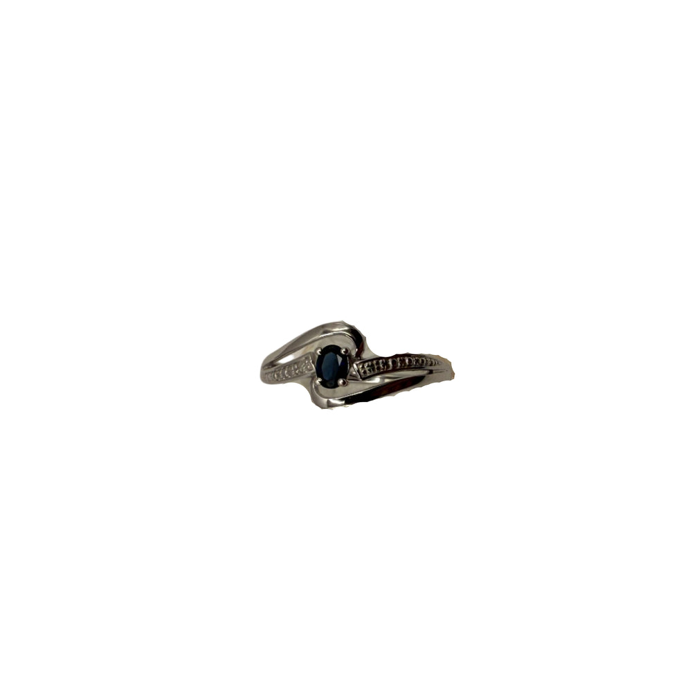 Bague en Or Blanc avec Saphir Bleu 18K Taille-53