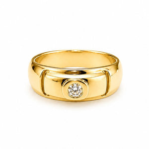 Chevalière Or 18K - 8.34 G - T 63 avec Diamant Central