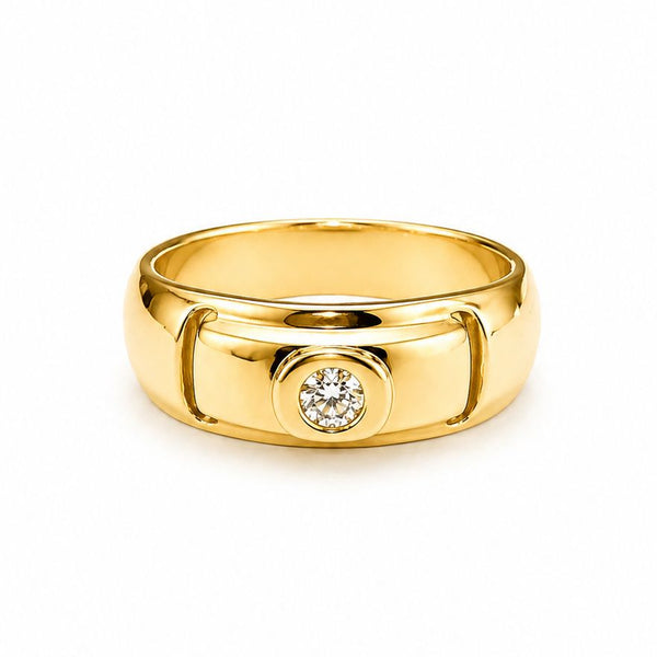 Chevalière Or 18K - 8.34 G - T 63 avec Diamant Central