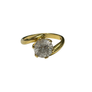 Solitaire en or jaune 18k et zirconium