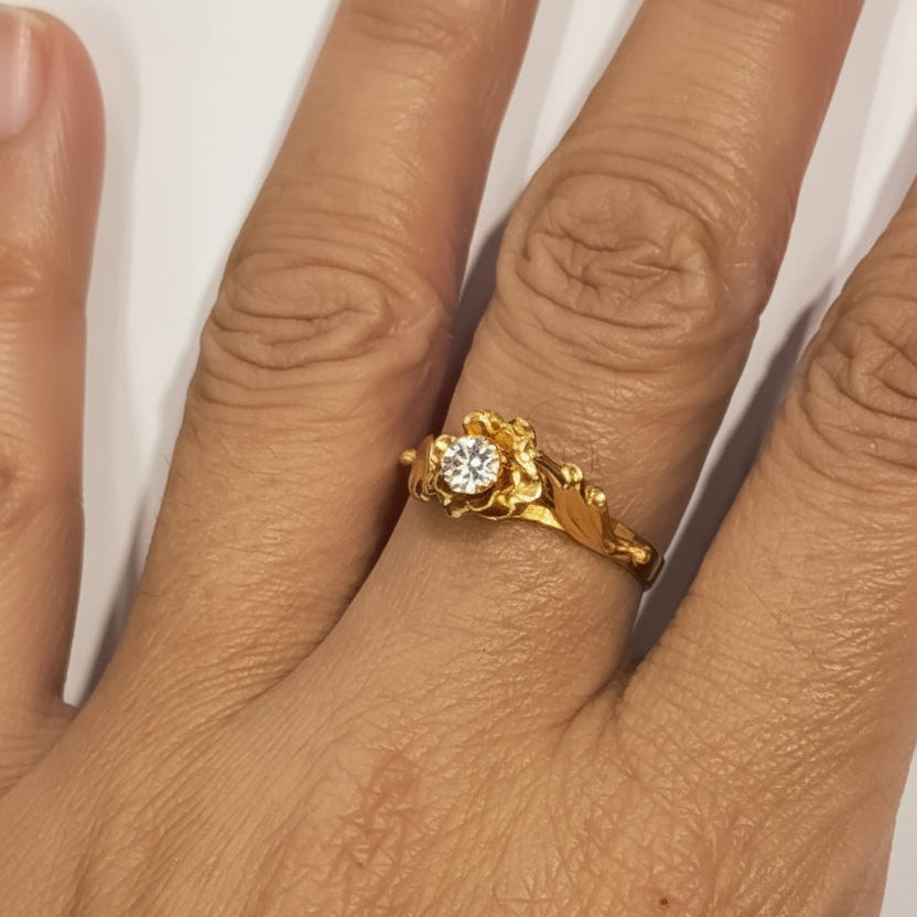 Bague Solitaire en Or Jaune avec Oxyde de Zirconium 18K