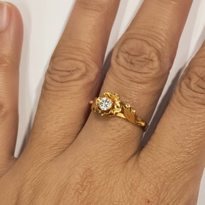 Bague Solitaire en Or Jaune avec Oxyde de Zirconium 18K