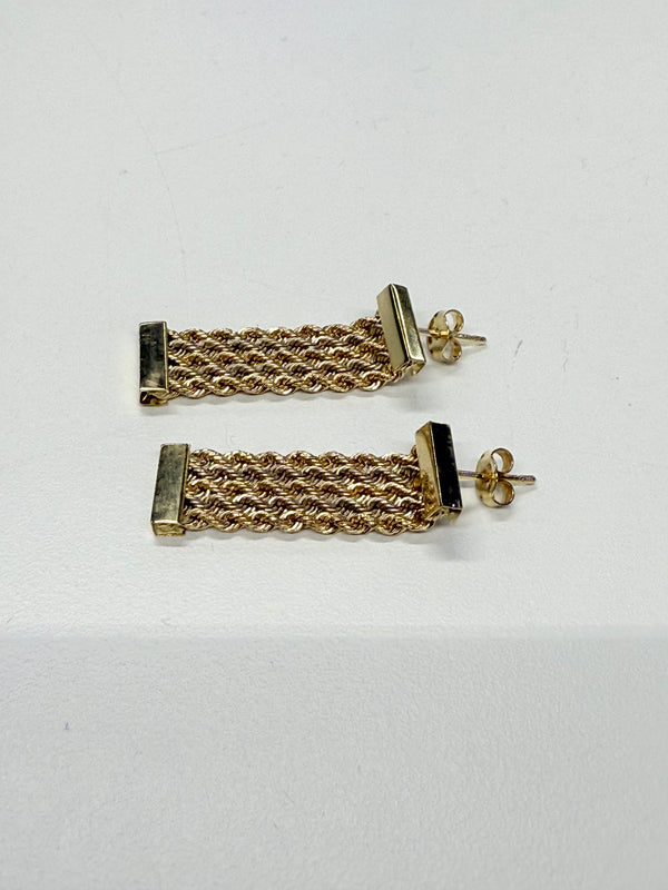 Boucles d'oreilles pendantes en Or tressé 18k