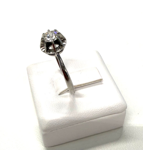 Solitaire en Or Blanc 18k avec Diamant 0.50 carats