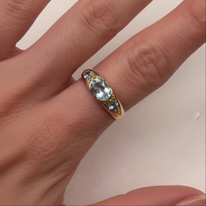 Bague en Or Jaune 18K - Topazes - T54 - 3.81G