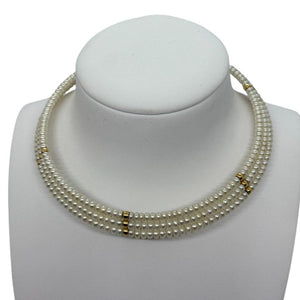 Collier Ras du Cou en Or Jaune 18 Carats avec Perles